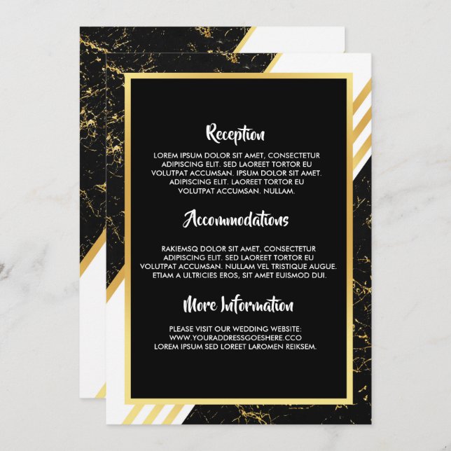 Goldmarmorstreifen Typografie bl Hochzeitsprogramm Einladung (Vorne/Hinten)