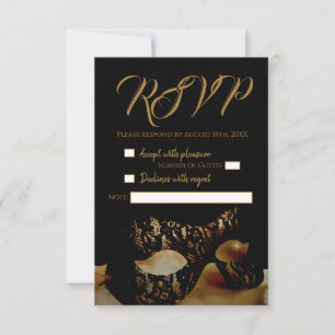 Goldmaske-Hochzeitskarte RSVP Karte