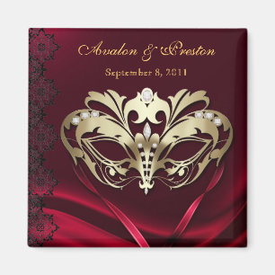 Goldmaskerade-Rot-Save the Date Magnet