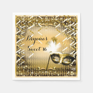 Goldmasquerade Maske Elegante Ball Geburtstagspart Serviette