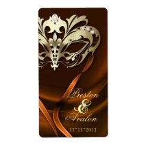 Goldmasquerade Orange Jeweled Wedding Wine Label