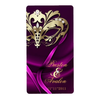 Goldmasquerade, rosa Juwelen, Hochzeitsweinlabel