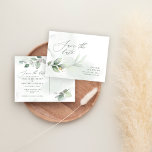 Goldmedaille Ankündigungspostkarte<br><div class="desc">Ethische Aquarell eucalyptus botanisches Blattwerk und metallische goldene Wirkung Hochzeit speichern das Datum einladen. Mit schönen Aquarelldetails. Diese moderne Hochzeitsfeier lädt zum Set des Stils für Ihren großen Tag ein.</div>