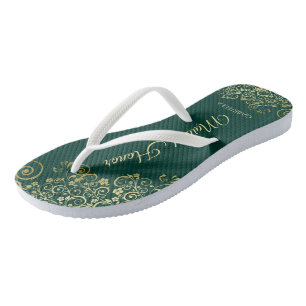 Goldmedaille auf der Emerald Green Trauzeugin Wedd Flip Flops
