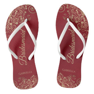 Goldmedaille auf Red Elegante Brautjungfrau Hochze Flip Flops