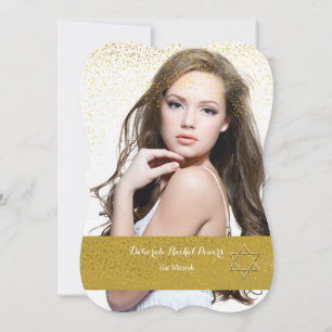 Goldmedaille Confetti Bat Mitzvah Einladung