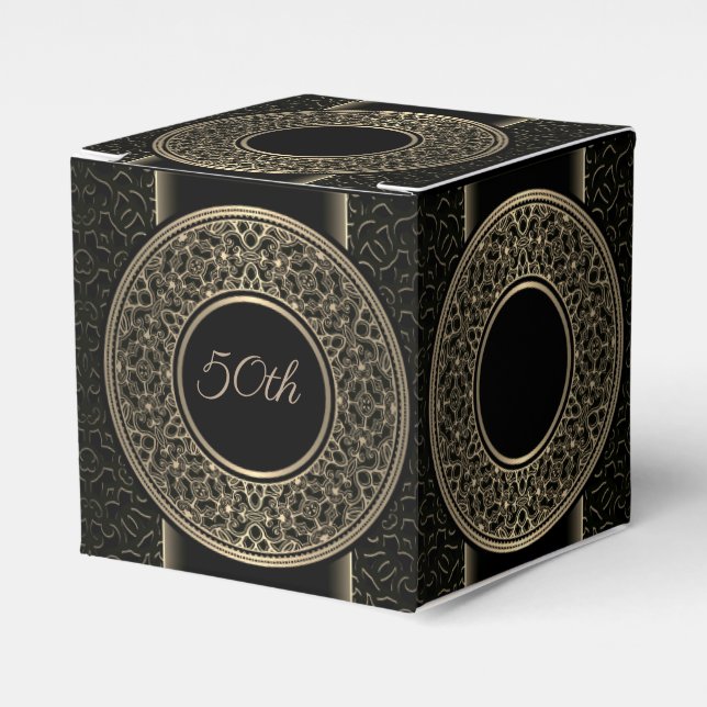 Goldmedaille Cube Favor Box zum 50. Jubiläum Geschenkschachtel (Vorderseite)