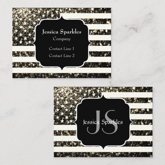 Goldmedaille der US-Flagge Glitzern Glitzer Monogr Visitenkarte (Vorne/Hinten)