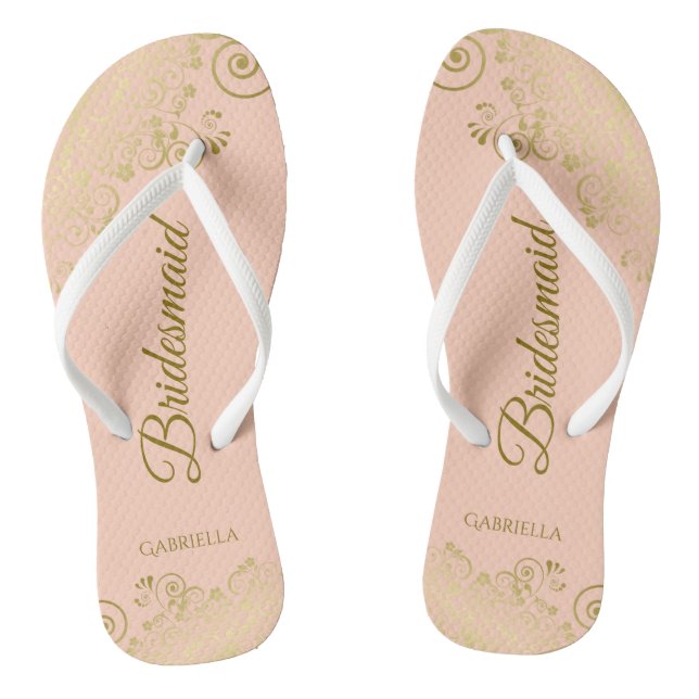Goldmedaille Elegante Korallenpfirsichkirche Hochz Flip Flops (Fußbett)