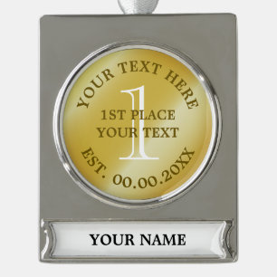 Goldmedaille Erster Platz Champion Gewinner Medail Banner-Ornament Silber
