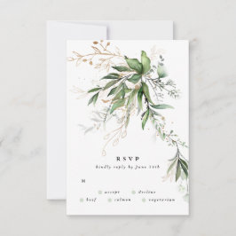 Goldmedaille Eukalyptus Elegantes Grün RSVP Karte