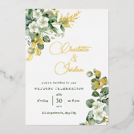 Goldmedaille Eukalyptus Wreath Green Sea Glass Wed Folieneinladung