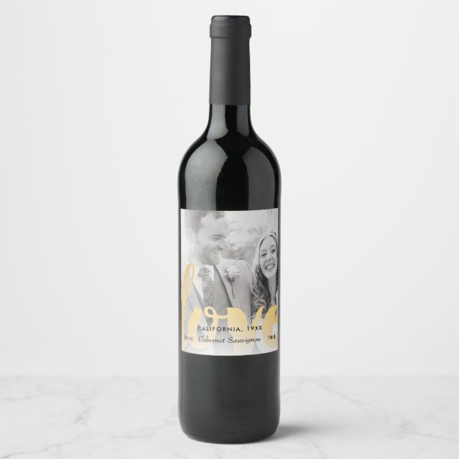 Goldmedaille Foto Hochzeit oder Jubiläum Weinkarte Weinetikett (Vorderseite)