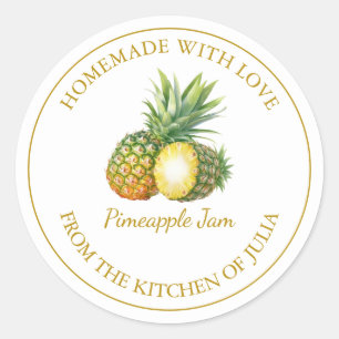 Goldmedaille für Ananas weiß Runder Aufkleber