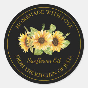 Goldmedaille für das Sonnenblumenöl Schwarz Runder Aufkleber