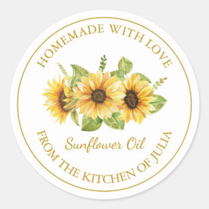 Goldmedaille für das Sonnenblumenöl weiß Runder Aufkleber