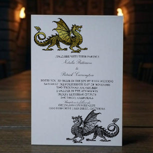 Goldmedaille für mittelalterliche Drachenhochzeit Einladung