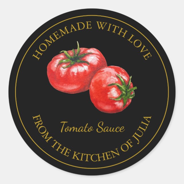 Goldmedaille für Tomato Sauce | Schwarz Runder Aufkleber (Vorderseite)