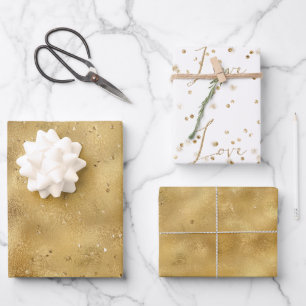 Goldmedaille Glitzer Konfetti Geschenkpapier Set