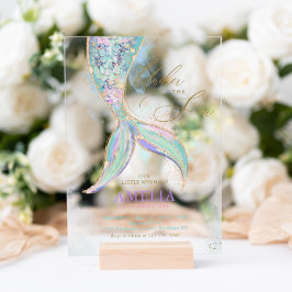 Goldmedaille Glitzer Meerjungfrau Schwanz unter de Acryleinladungen