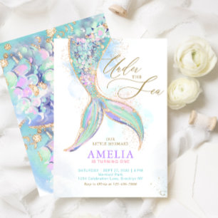 Goldmedaille Glitzer Meerjungfrau Schwanz unter de Einladung