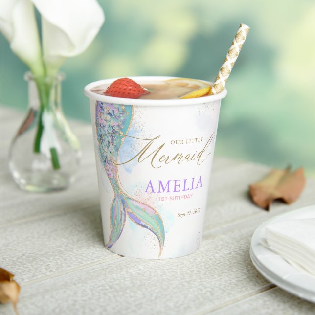 Goldmedaille Glitzer Meerjungfrau Schwanz unter de Pappbecher (In Situ)