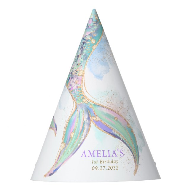 Goldmedaille Glitzer Meerjungfrau Schwanz unter de Partyhütchen (Vorderseite)