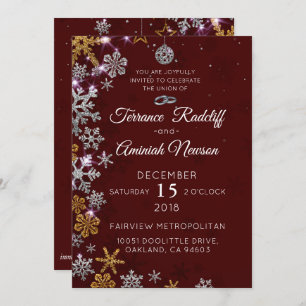 Goldmedaille Glitzer Schneeflocken mit Urlaubsorna Einladung