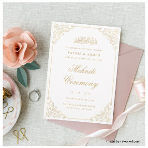 Goldmedaille Henna Islamische Hochzeit Einladung