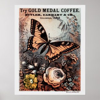 Goldmedaille Kaffeebutterfly Poster