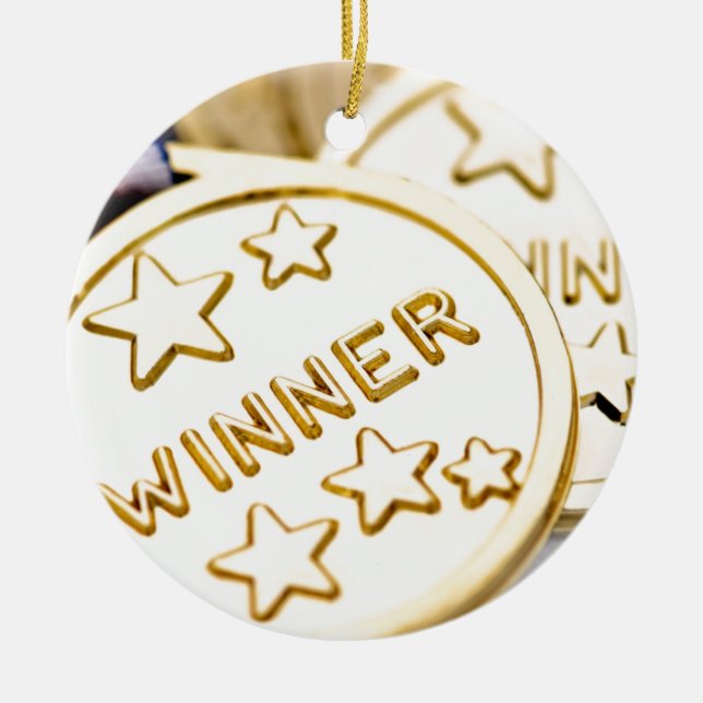 Goldmedaille Keramik Ornament (Vorne)