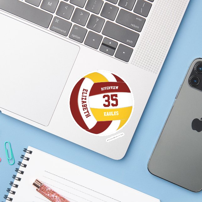 Goldmedaille-Mannschaft besiegt Jungs-Volleyball Aufkleber (Laptop mit iPhone)