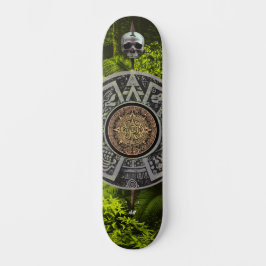 Goldmedaille Maya Kalender Krieger Skull Dschungel Skateboard