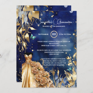 Goldmedaille Quinceañera-Schmetterling-Ballguss-Bl Einladung