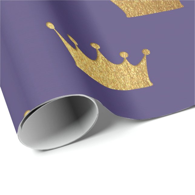 Goldmedaille Royal Lila Plum King Crown Heraldic P Geschenkpapier (Rolleneckpunkt)