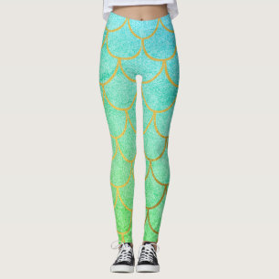 Goldmedaille Scales Aquamarin Türkis Glitzer Leggings