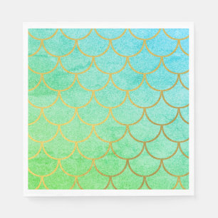 Goldmedaille Scales Aquamarin Türkis Glitzer Serviette