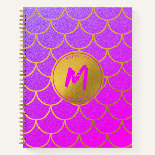 Goldmedaille Scales Rosa Lila Glitzer Monogram Notizbuch