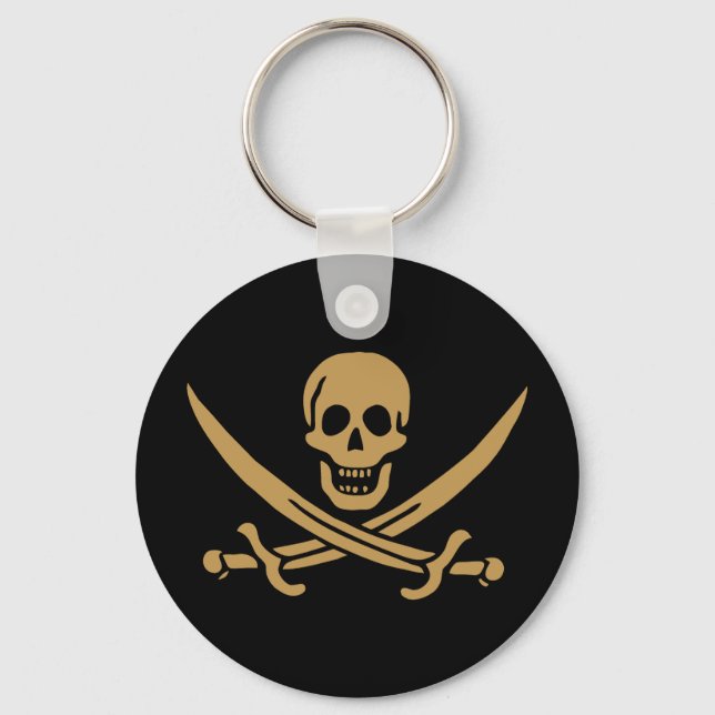 Goldmedaille & Schwerter Piratenflagge des Jacks C Schlüsselanhänger (Vorderseite)