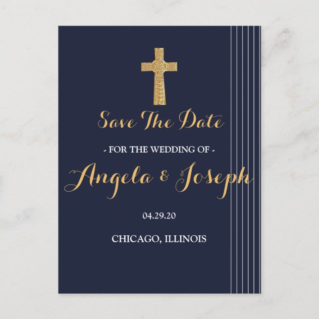 Goldmedaille und elegante Typografie Save the Date Postkarte (Vorderseite)
