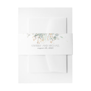 Goldmedaille und Eukalyptus Greenerity Wedding Einladungsbanderole