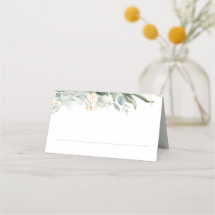 Goldmedaille und Eukalyptus Greenerity Wedding Platzkarte