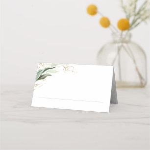 Goldmedaille und Eukalyptus Greenerity Wedding Platzkarte