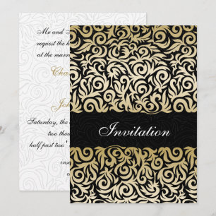 Goldmedaille und Schwarze Swirling Border Wedding Einladung