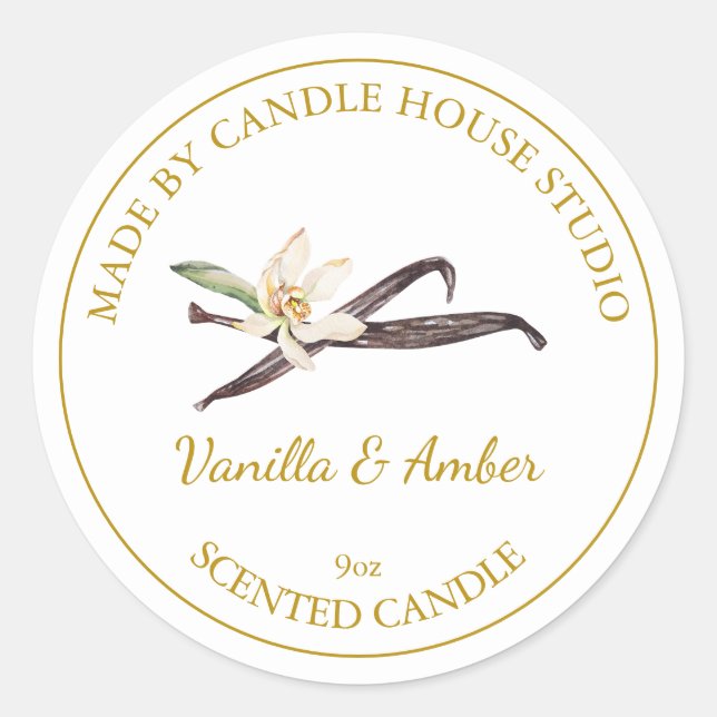 Goldmedaille Vanilla Candle Label | weiß Runder Aufkleber (Vorderseite)