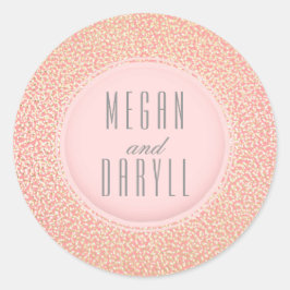 Goldmedaille Vintage Rosa Hochzeit für Glitzer Runder Aufkleber