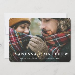 Goldmedaillen und Foto Save the Date Weihnachtskar Feiertagskarte