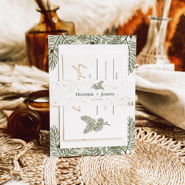 Goldmedaillenhochzeit bei weißem Kiefernkiefer Einladungsbanderole (Von Creator hochgeladen)