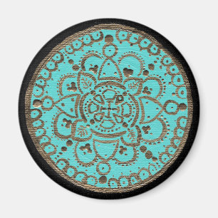 Goldmedaillons und türkisfarbene Medallion Magnet