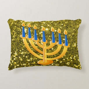 GoldMenorah GoldImitat-Glitzer Zierkissen